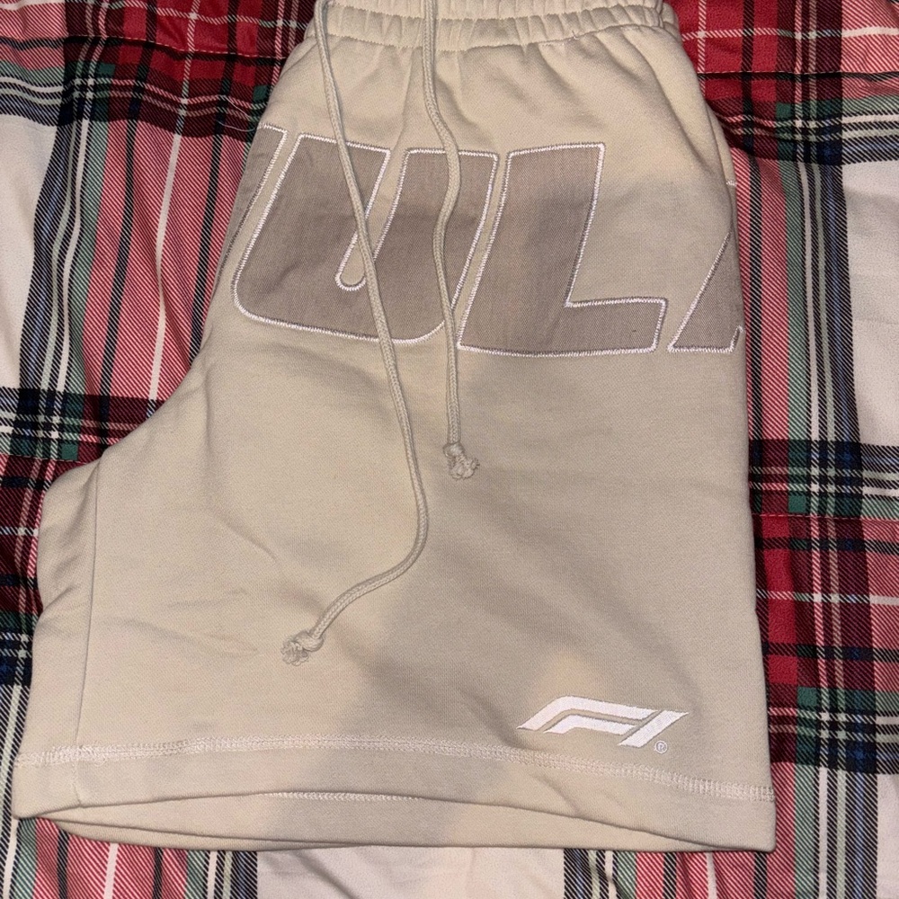 Formula1 Graphic Beige Shorts with F1 Custom Design
